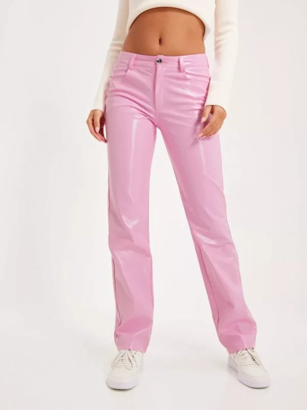 NLY Trend - Bukser - Lyserød - Colored PU Pants - Bukser